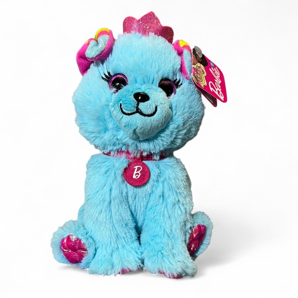 Barbie Puppy Plush Blue Dog‎ Just Play 2020 Mattel Stuffed Animal Crown & Collar